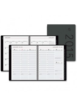 Julian - Weekly, Monthly - 1 Year - January till December - 8:00 AM to 5:30 PM 1 Week, 1 Month Double Page Layout - 8.25" x 10.88" - Wire Bound - Black - Leather - aag70950x05